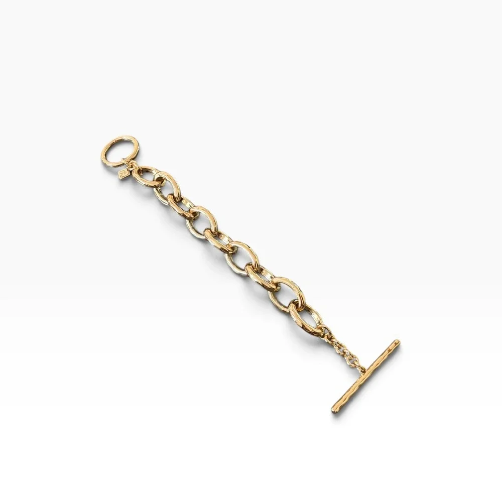 Banana Republic Gold Tone Chunky Oval Chain Link Toggle Bracelet 489286-00-1